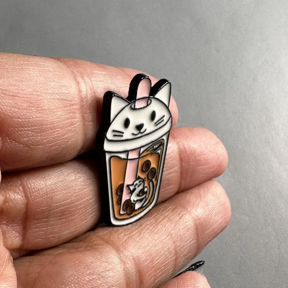 Cat Boba Tea Lapel Pin Kitten Pearl Tea Bubble Tea Brooch Accessories Jewelry